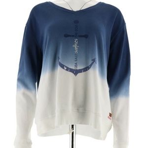 Peace Love World Dip Dye French Terry Knit Top-Med